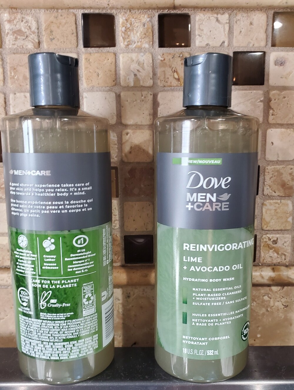2 Pack Dove Men + Care Reinvigorating Lime + Avocado Oil Body Wash NEW NO TAGS